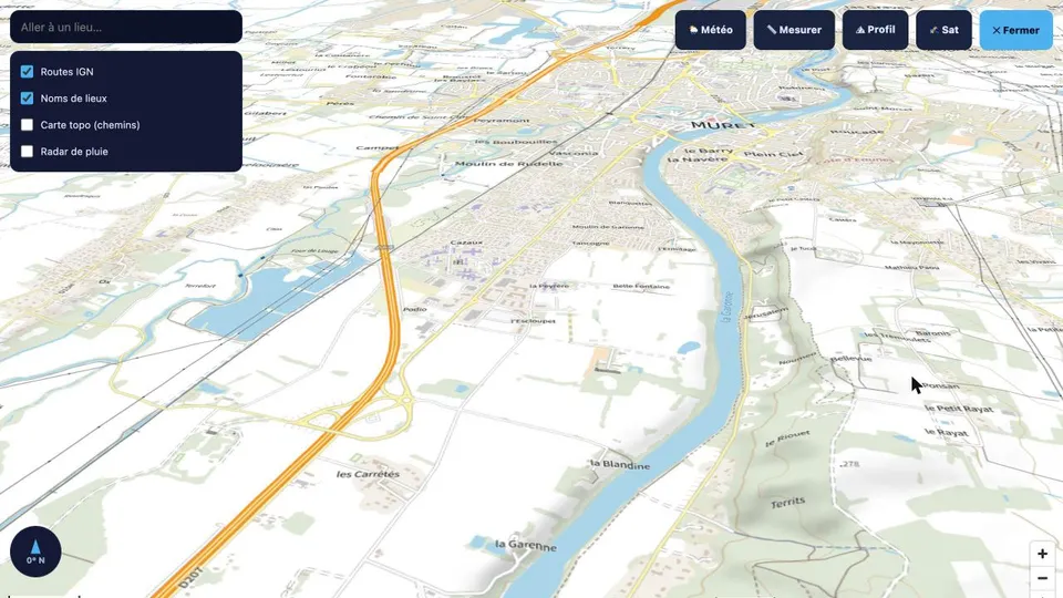 La carte 3D d'Argos avec relief et plan IGN